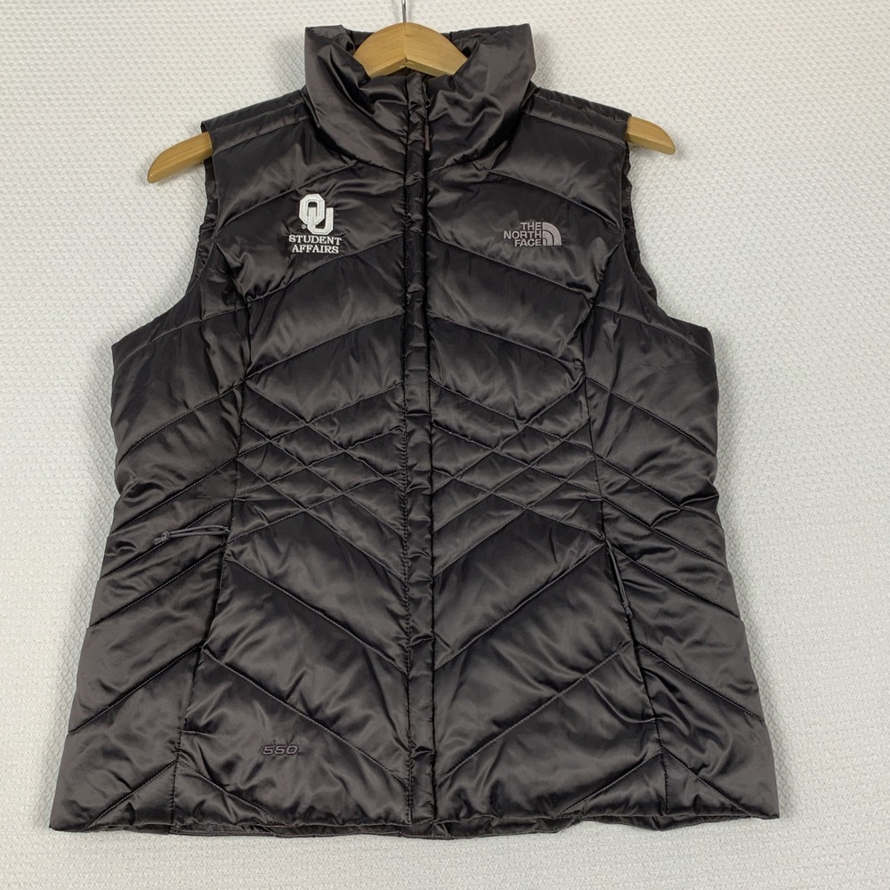 The North Face 550 Down Puffer Vest Women's Medium M Gray Quilted OU